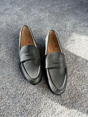 Marc Joseph Gray Leather Penny Loafers